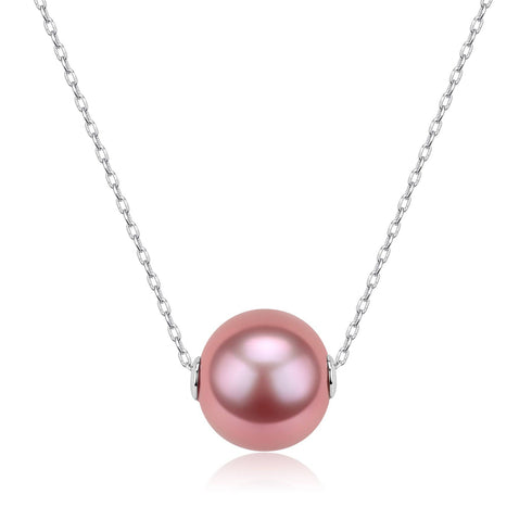 9-12mm Classic Purple Freshwater Pearl Floating Pendant Necklace - House Of Pearls